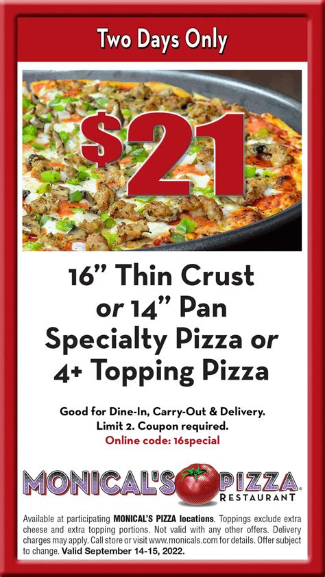 Monical's pizza coupon code. Things To Know About Monical's pizza coupon code. 